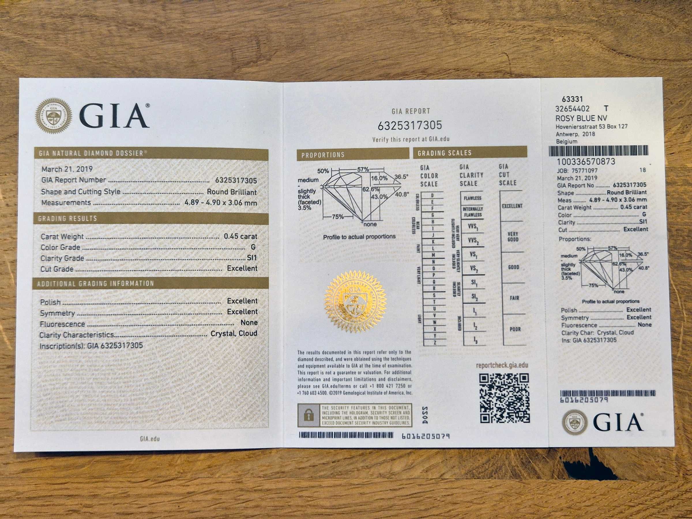 Pierścionek zaręczynowy z brylantem 0,45 ct