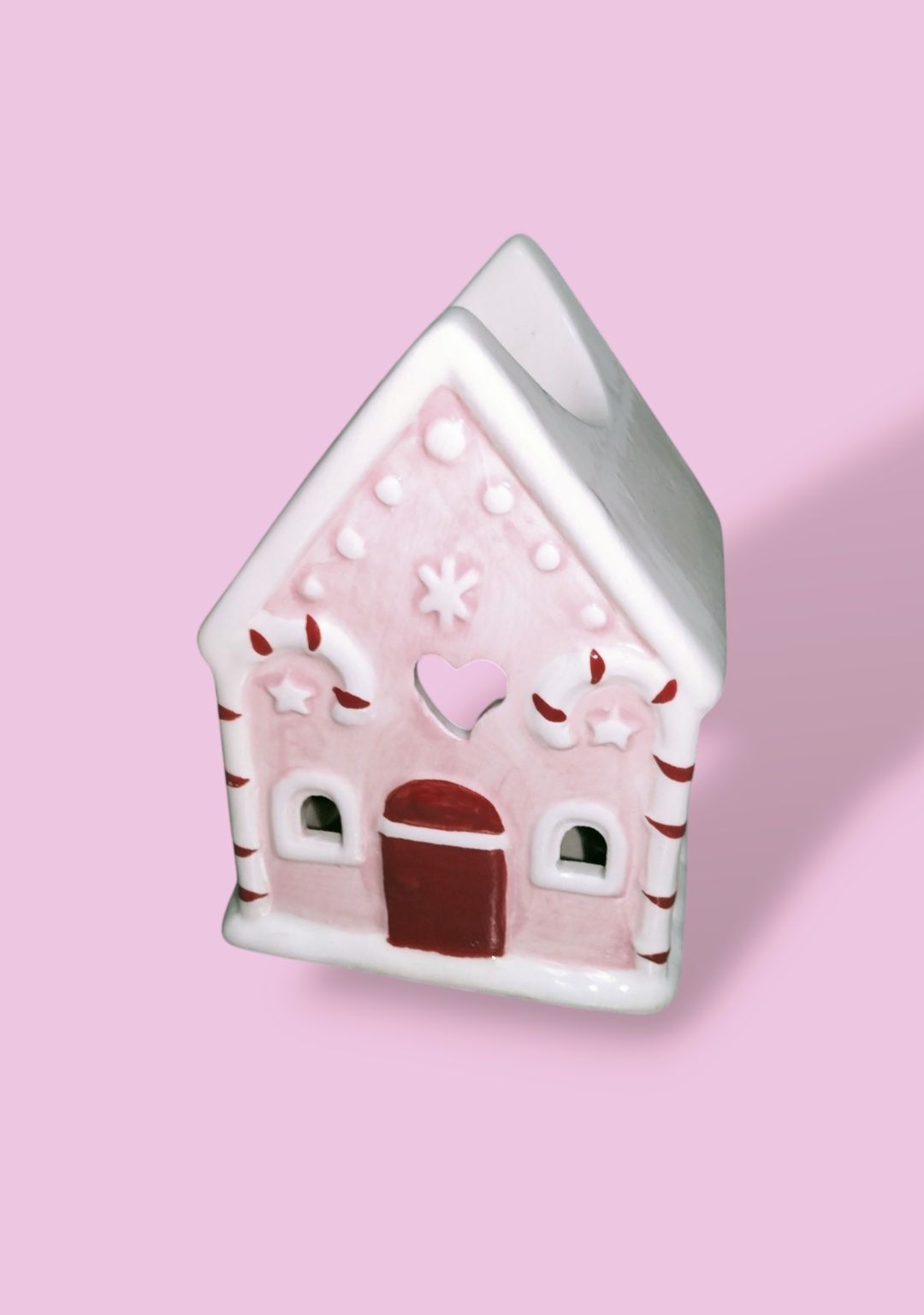 Różowy słodki kominek świąteczny na wosk cute kawaii pink christma