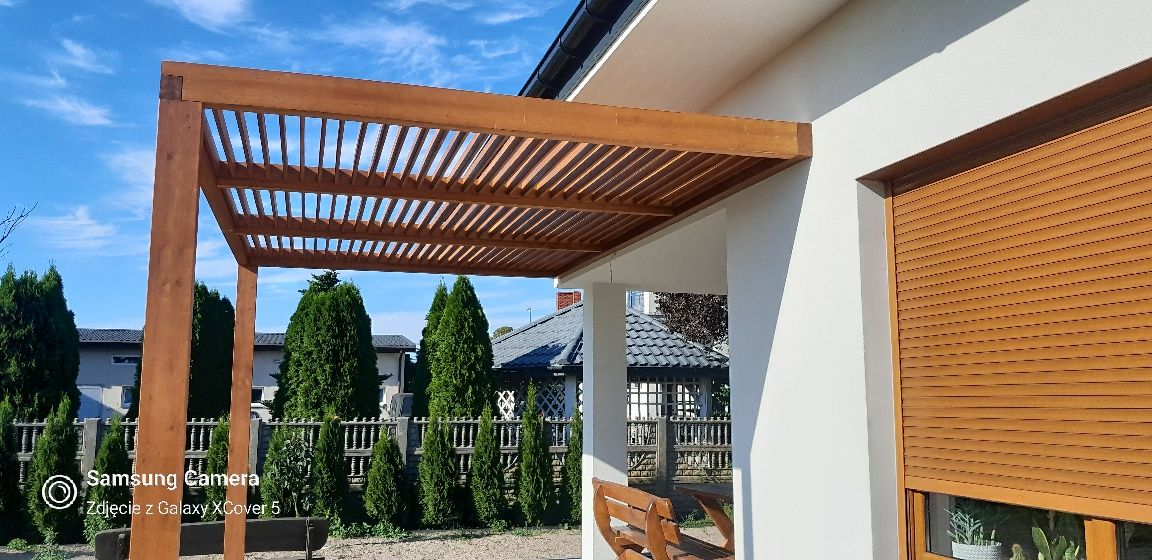 Pergola Ogrodowa Zadaszenie Lamele Drewno klejone BSH 3x3m