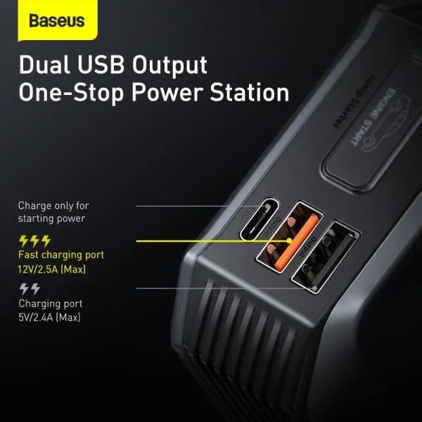 Бустер Baseus MAX Car JampStarter Super Energy 3in1 12V 20000mAh 2000A