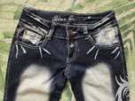 Oryginalne jeansy Blue Queen dzwony niski stan 36