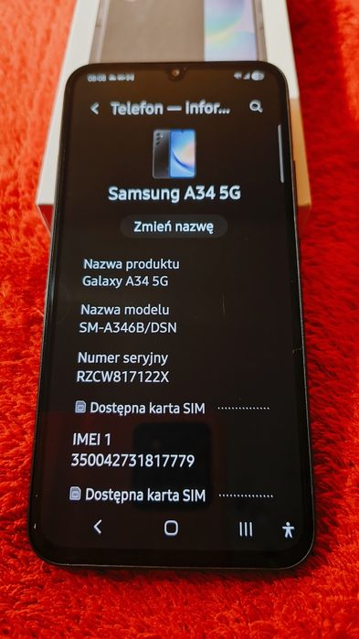 Smartfon Samsung A34 5G.6+6/128GB.,120Hz.,And.16,Dimensity 1080 Nowy