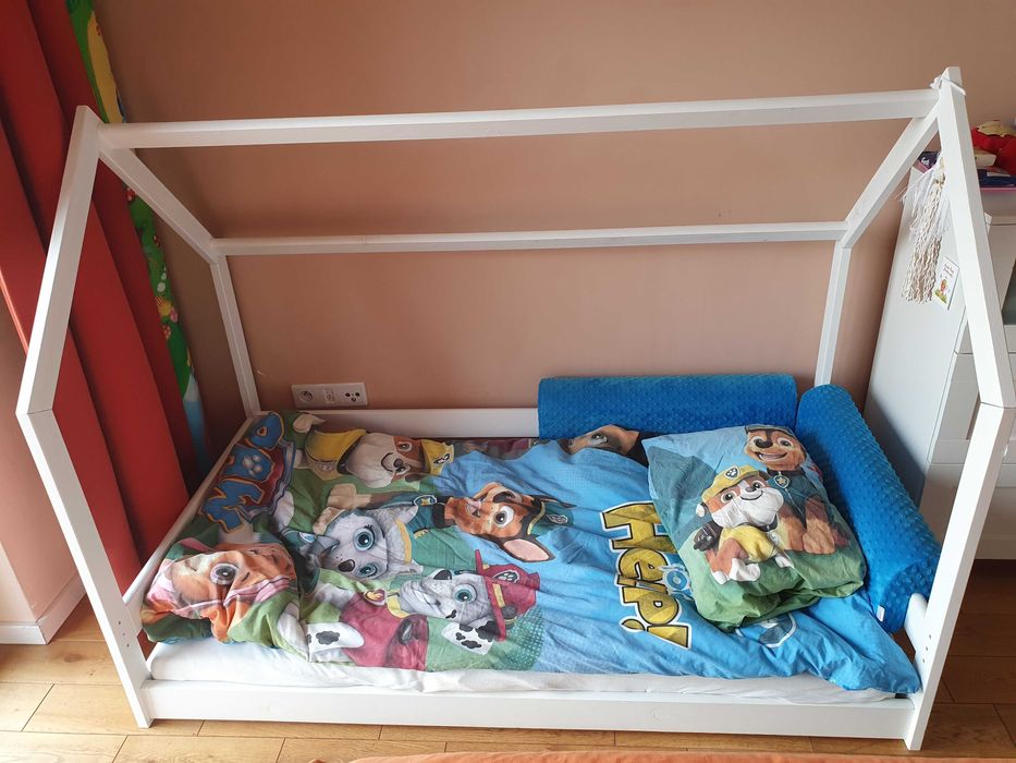 Łożko dziecięce domek. Materac lateksowy Hevea 8x160