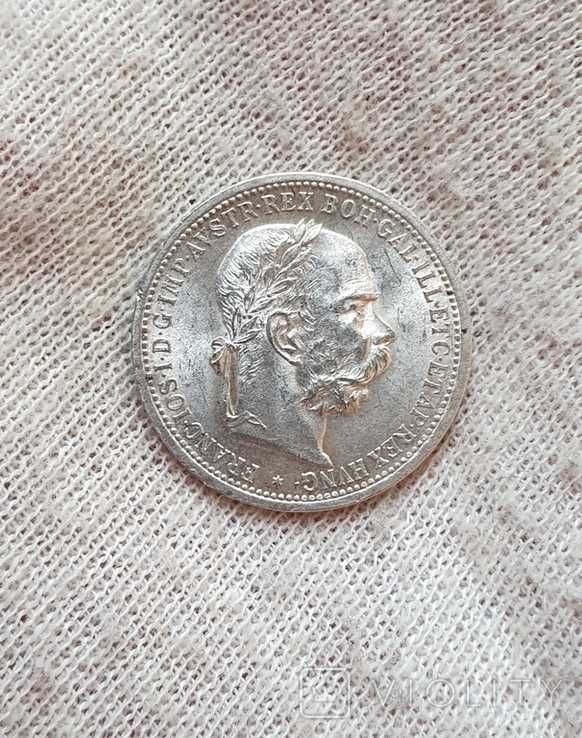 Штемпельная серебряная монета 1 крона 1899 Австрия - срібна монета