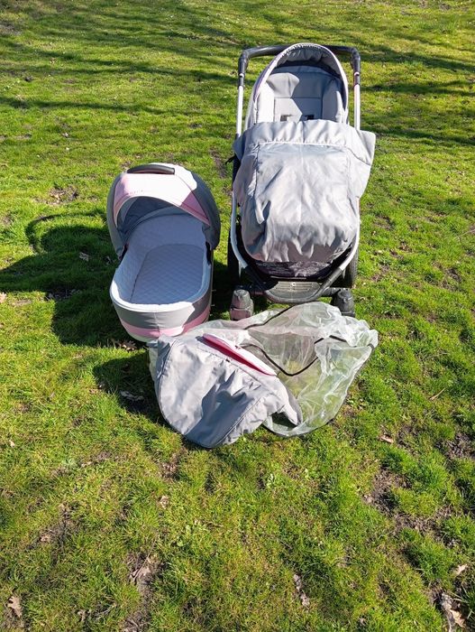 Wózek 2w1 , Szaro różowy