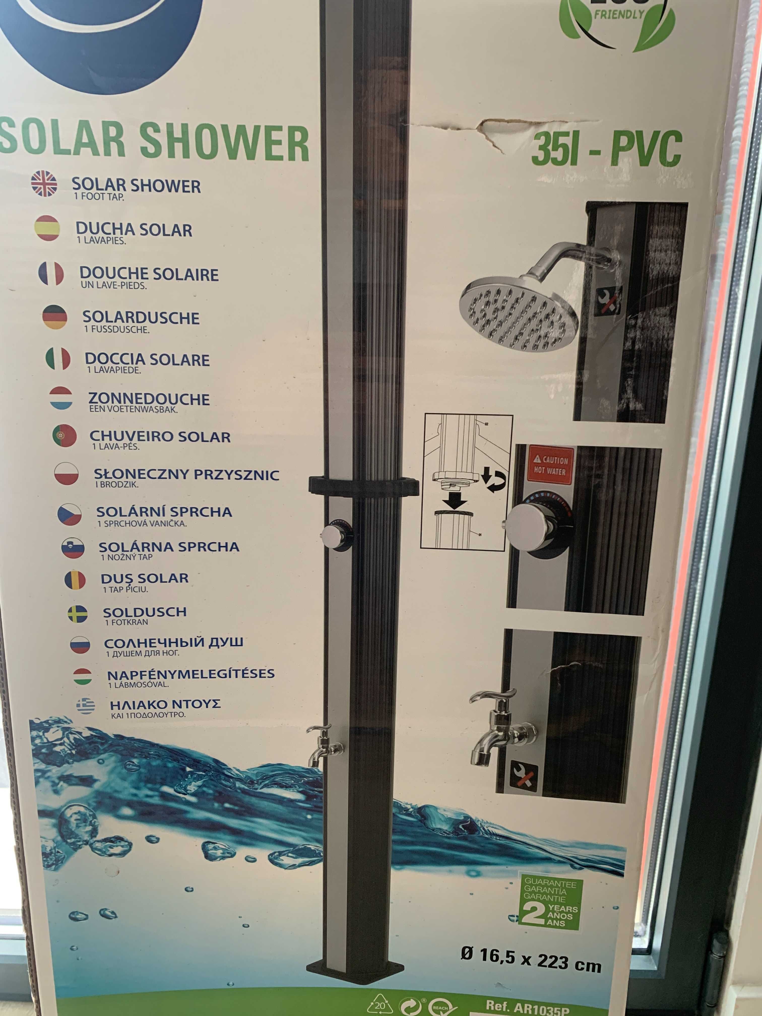 Duche solar 35L em pvc com torneira lava pés