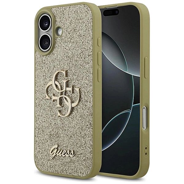 Etui Guess Fixed Glitter Big 4G na iPhone 17 - złote