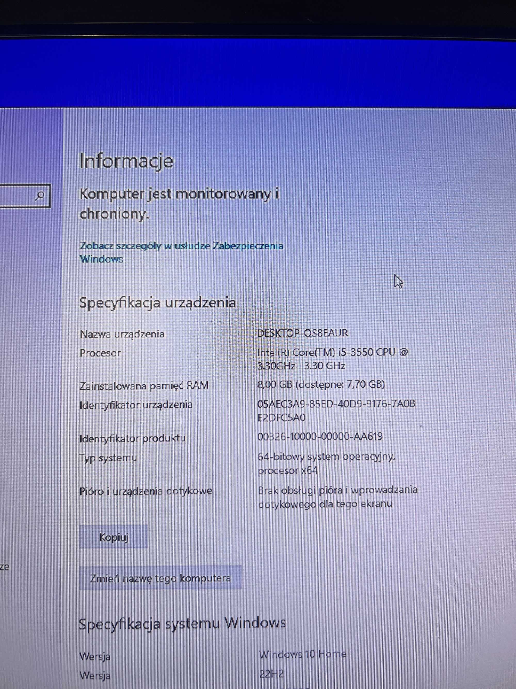 komputer, i5 3550, ddr3 8 gb, hdd 500gb