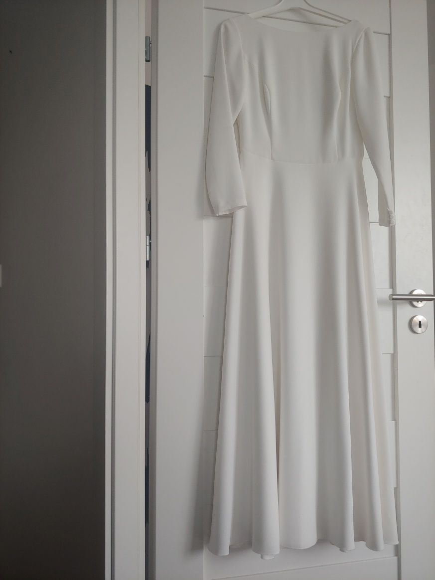 Prosta Klasyczna Biała suknia ślubna S rozmiar 36