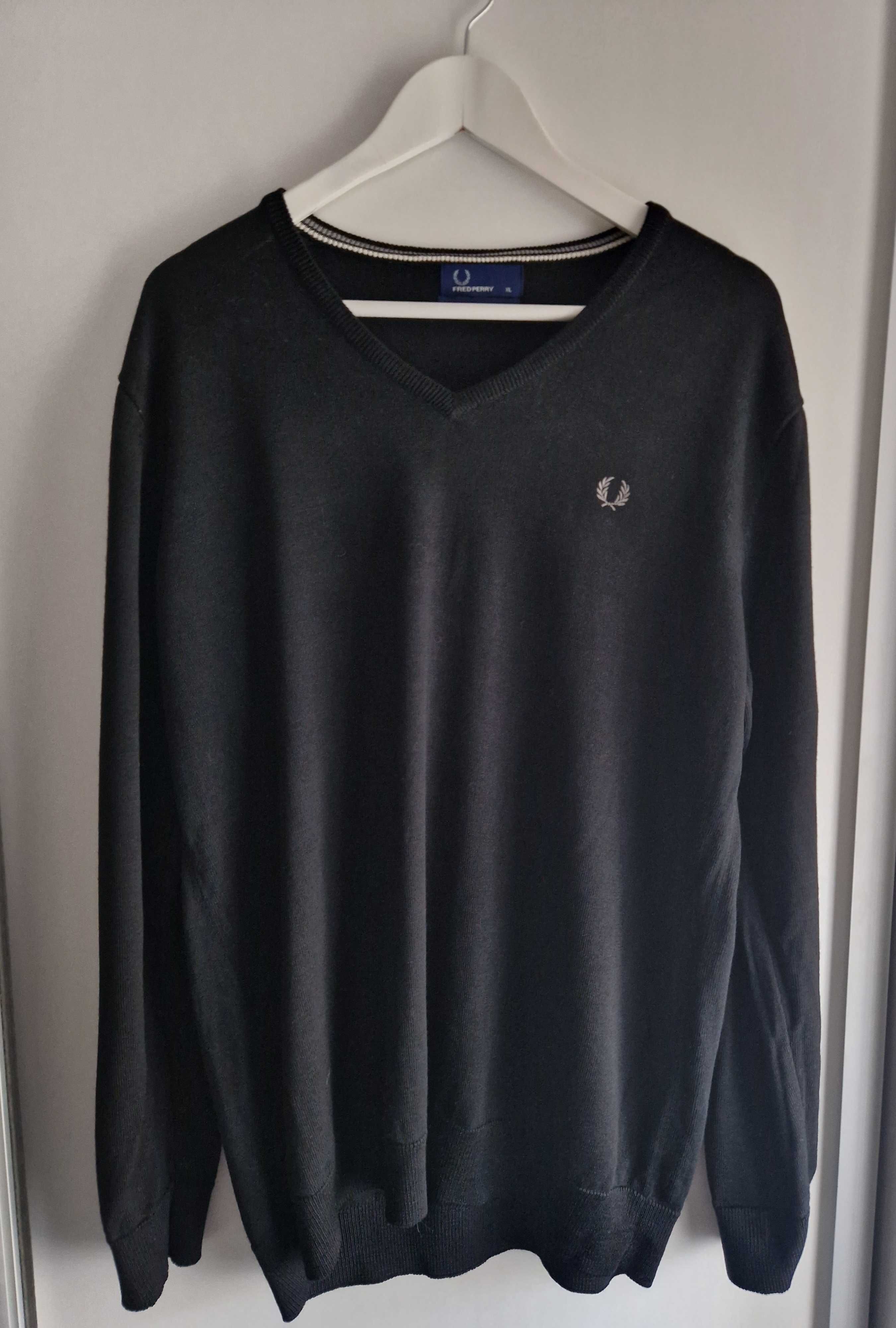 Czarny męski sweter Fred Perry 100% Merino Wool , XL