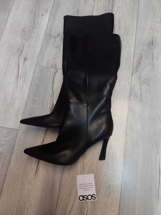 (43) ASOS Design/ Czarne Kozaki wieczorowe z Londynu, NOWE