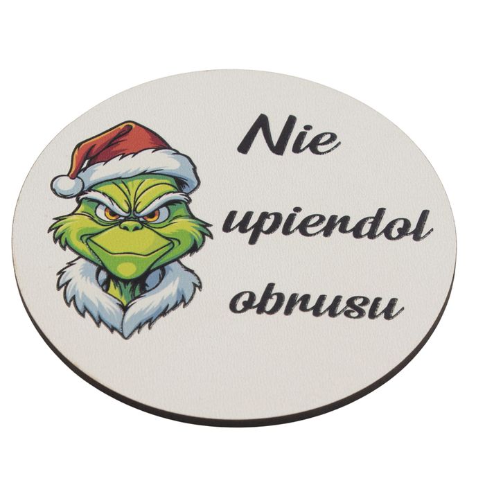 ZESTAW 5szt Podkładka pod kubek drewniana GRINCH na stół BIAŁE