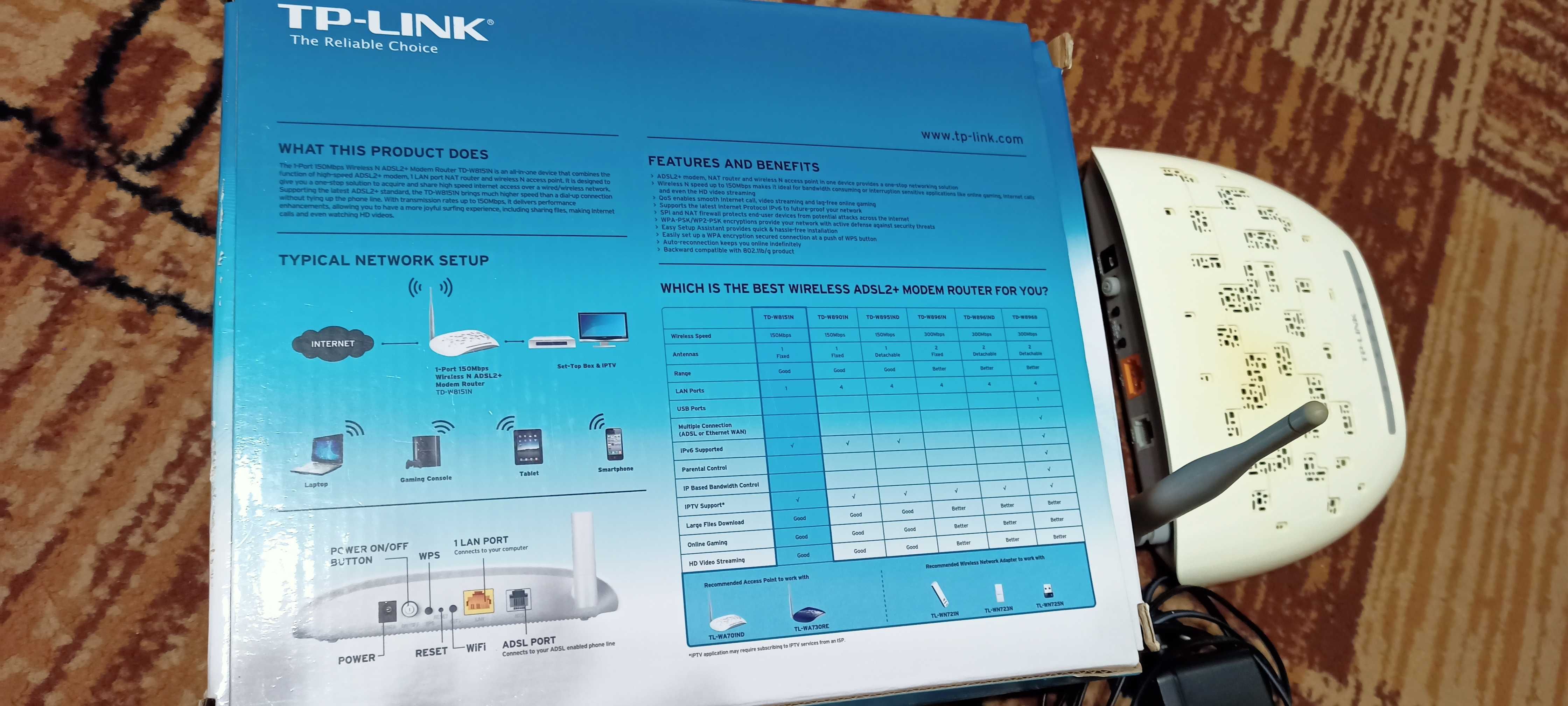 Продам ADSL WI-FI router TP-LINK, model TD-W8151N, б/у,робочий.