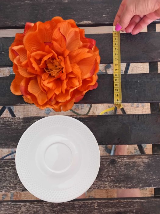 Flores artificiais laranja em tecido Area. Nunca usadas (5)