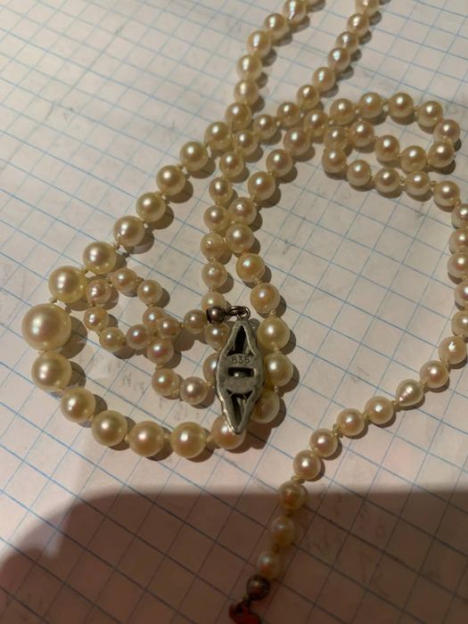 Кольє натуральні перли Akoya срібло