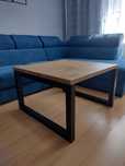 Duży stolik kawowy czarny loft dąb lancelot kwadrat 80 cm