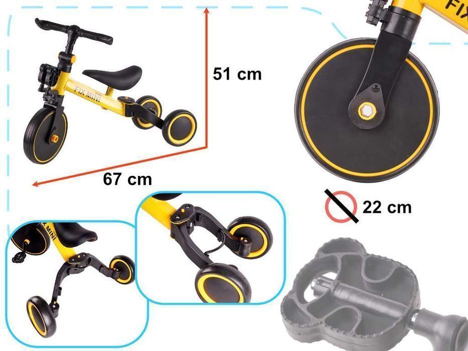 TRIKE FIX MINI Rowerek BIEGOWY Dziecięcy TRÓJKOŁOWY Mały zPedałami 3W1