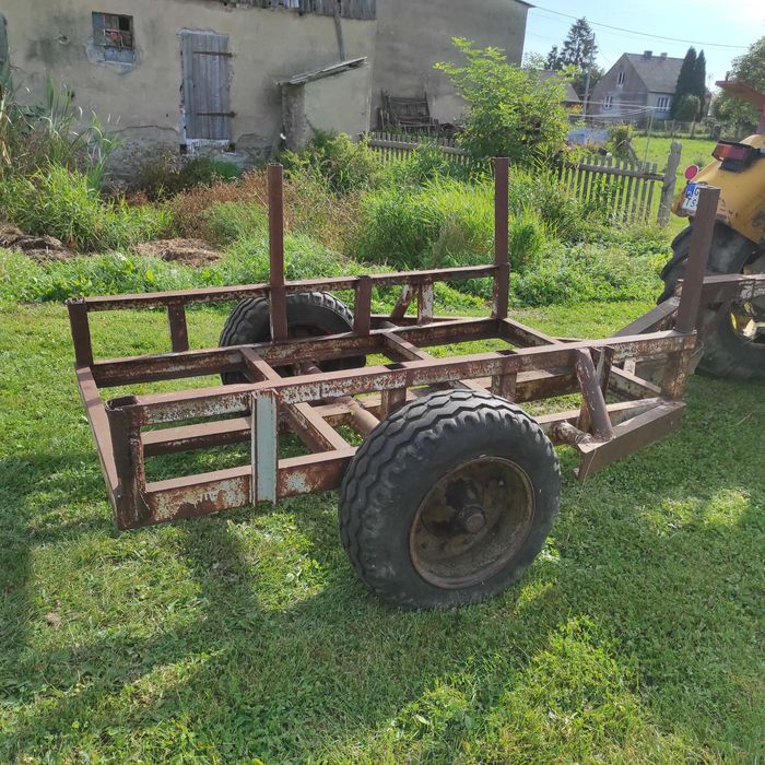 Wózek rolniczy dwukółka, przyczepka wcześniej służąca do zrywki drewna