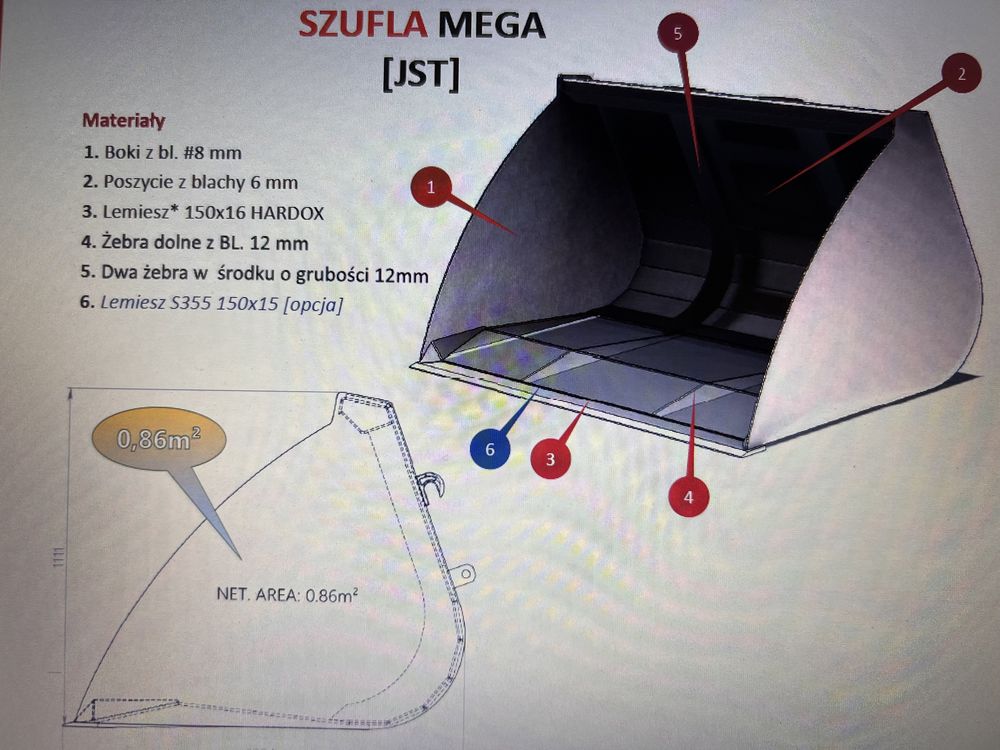 Szufla Teleskopowa Manitou JCB MEGA XXL CASE CAT MERLO Kramer weideman