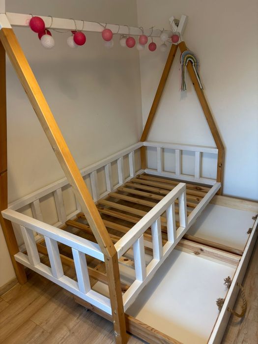 Lozko drewniane domek 80x160