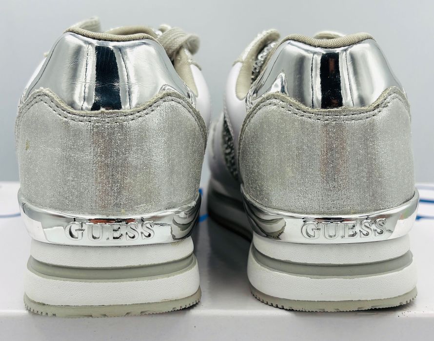 ‼️Nowe oryginalne sneakersy trampki GUESS białe srebrne 37 AZ 058