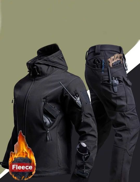 Костюм чоловічий тактичний синій чорний сірий софтшел ФОРМА ФЛІСОВА