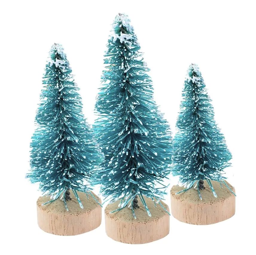 Choinki zielone mini zestaw choinek na pniu 3szt 6cm 9cm 12cm