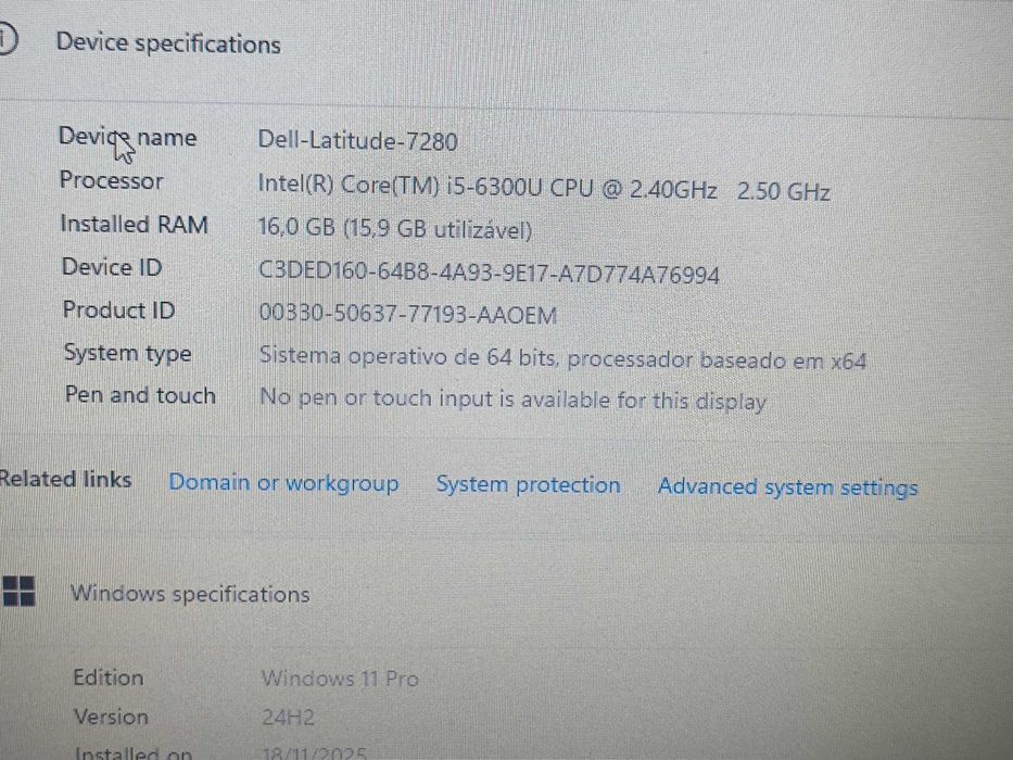 Dell Latitude 7280 i5 SSD 256GB 16GB ram