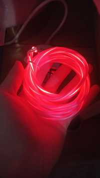 Ładowarka kabel podświetlany różowy 2m USB typ C