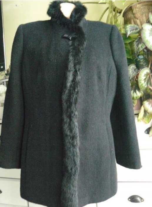 JARD płaszcz 48 black 44% wełna 24% alpaka mohair królik 120 cm pachy