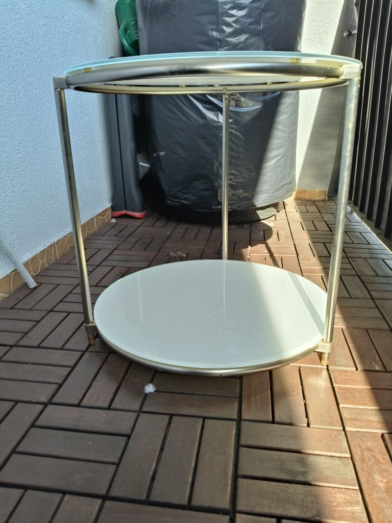 Stolik kawowy szklany okrągły Ikea Strind bez kółek