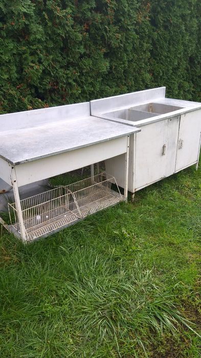 Zlew gospodarczy,roboczy,basen, dwukomorowy aluminiowy