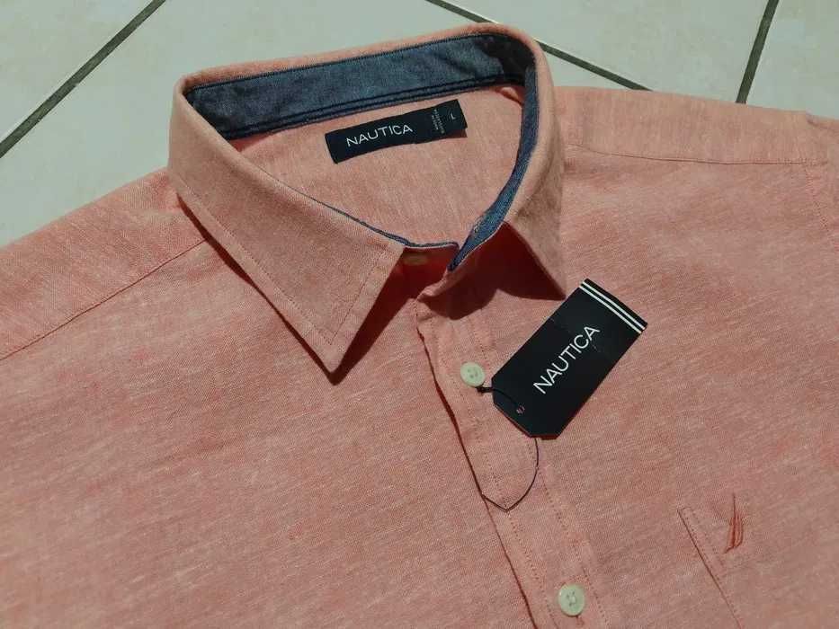 NAUTICA USA - NOWA! z Metkami Koszula Męska Lniana kr/rękaw rozmiar L