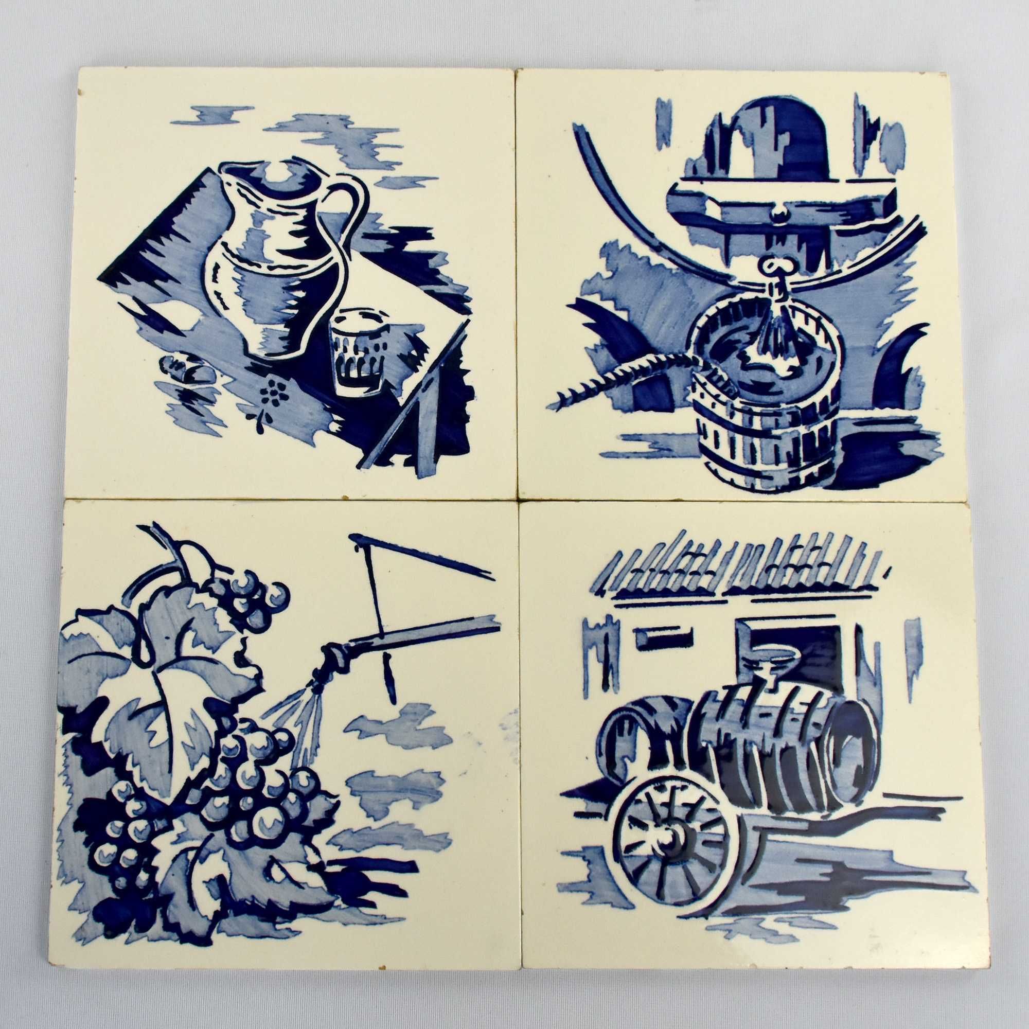 Conjunto 4 azulejos com desenhos pintados à Mão, da fábrica Aleluia n2