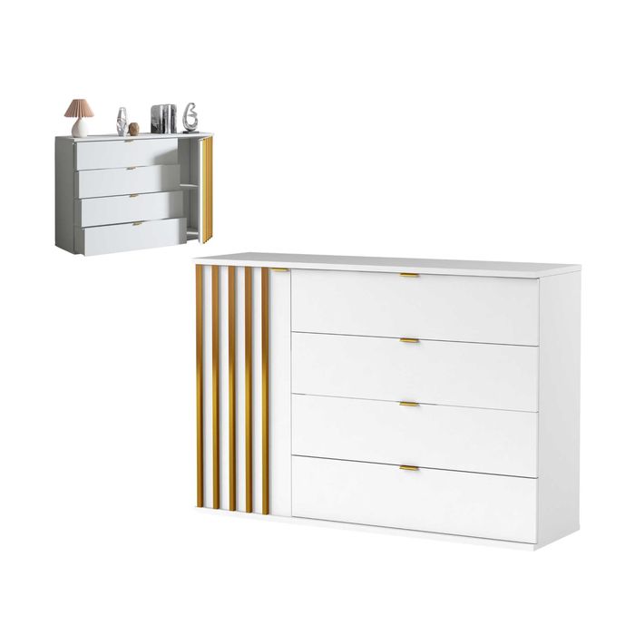 KOMODA DUŻA Lucy z SZUFLADAMI DRZWI 120 cm POJEMNA do salonu  sypialni