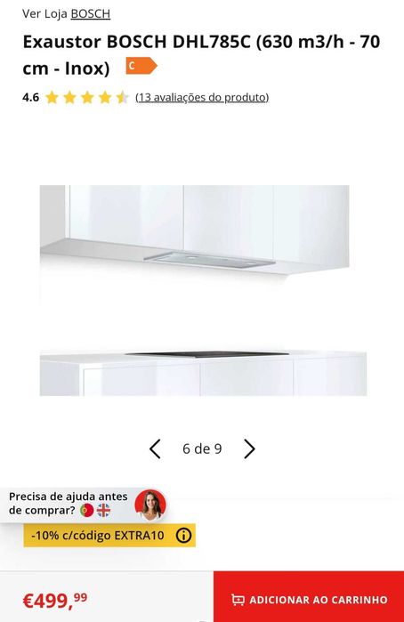 Exaustor BOSCH DHL785C (630 m3/h - 70 cm - Inox)