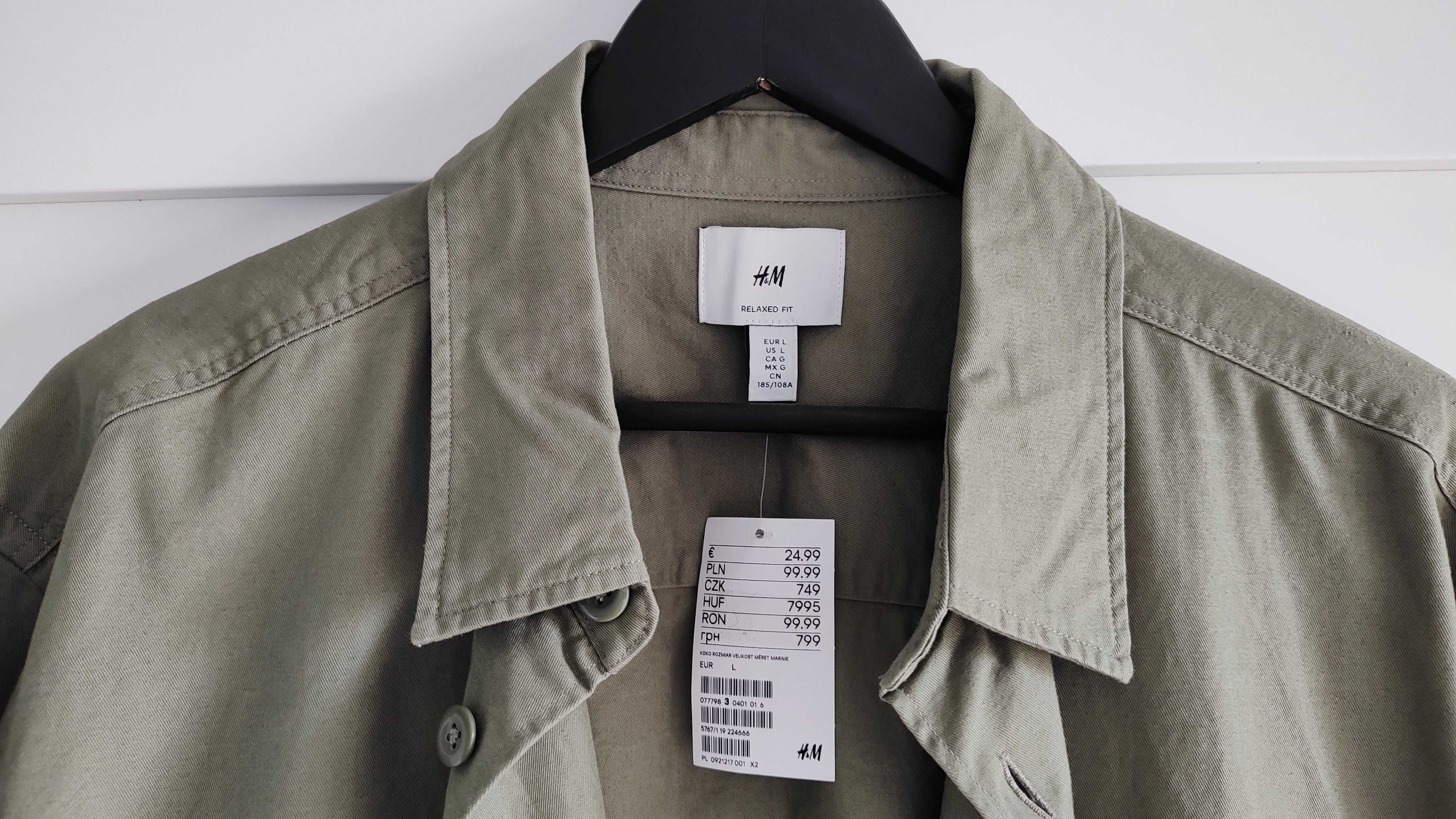 H&M nowa męska koszula kurtka koszulowa zielona khaki L