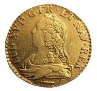 Złota moneta 1727 Francja Ludwik XV Louis d'Or 1L'OR rzadka st. 2