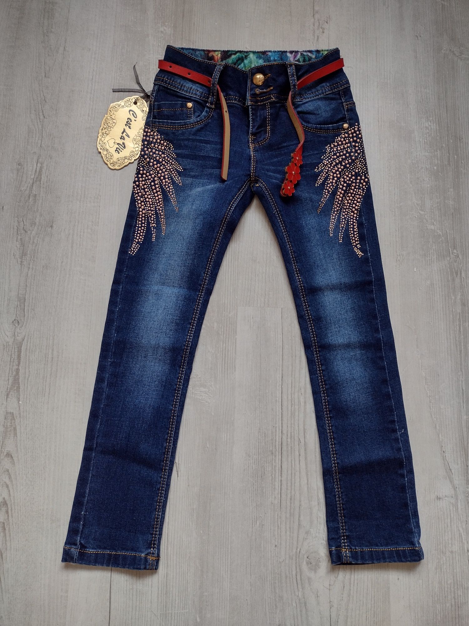 Nowe spodnie jeansowe dla dziewczynki rozmiar 122