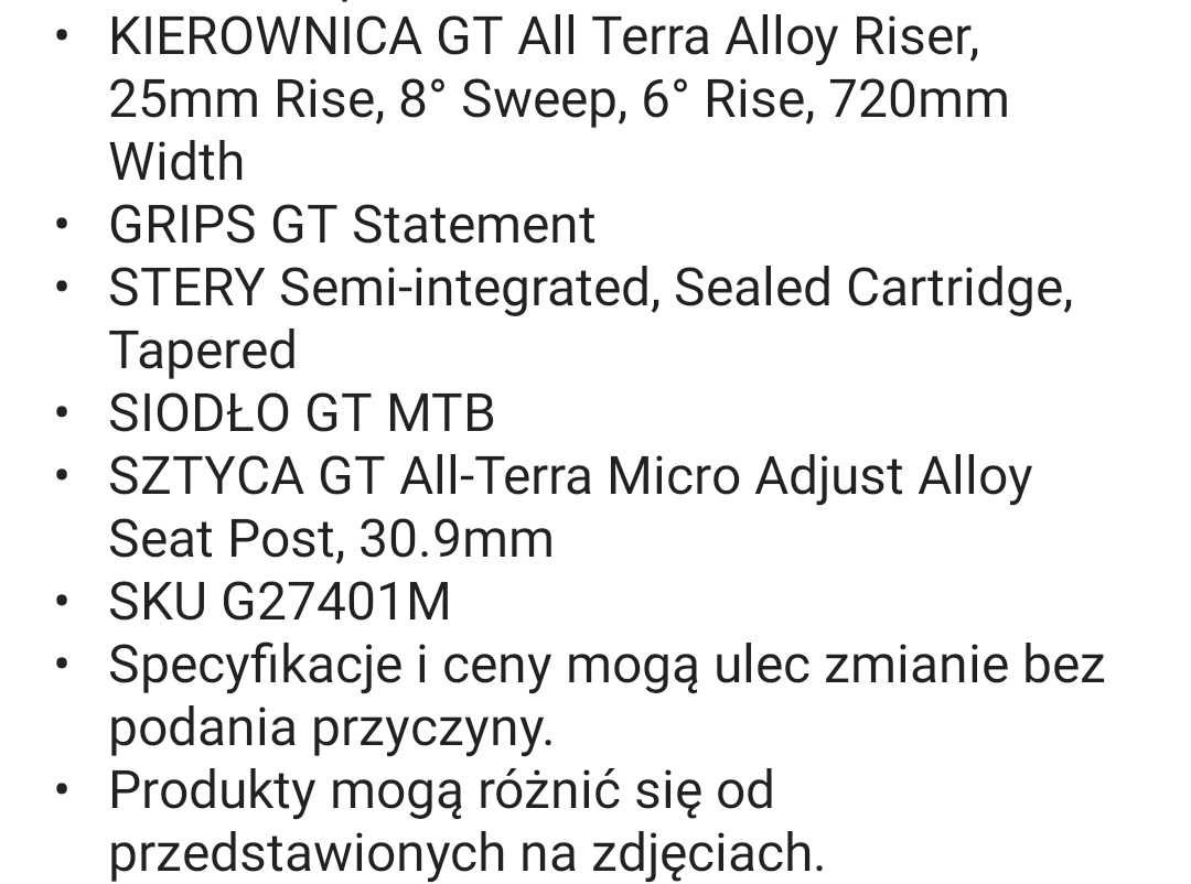 Rower alu MTB Górski 29 GT Aggressor Sport 19L hydraulika
