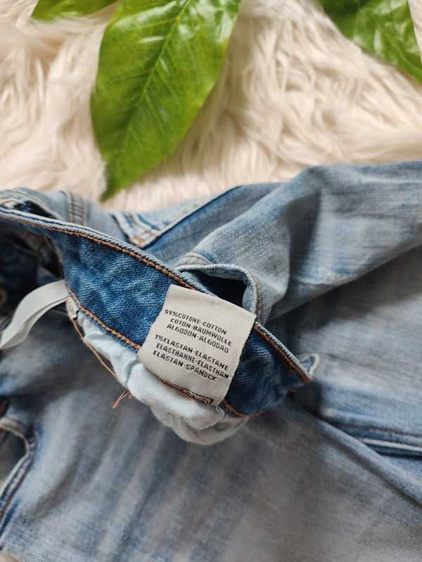 Denim jak nowe spodnie na guziki rozciągliwe z dziurami rozmiar 36 S