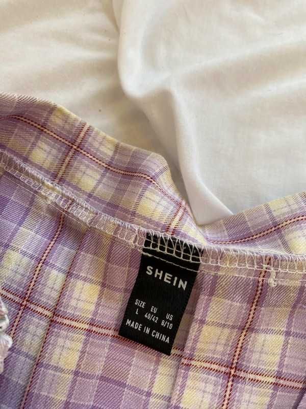 Fioletowy liliowy tennis skirt w kratkę Shein L/M