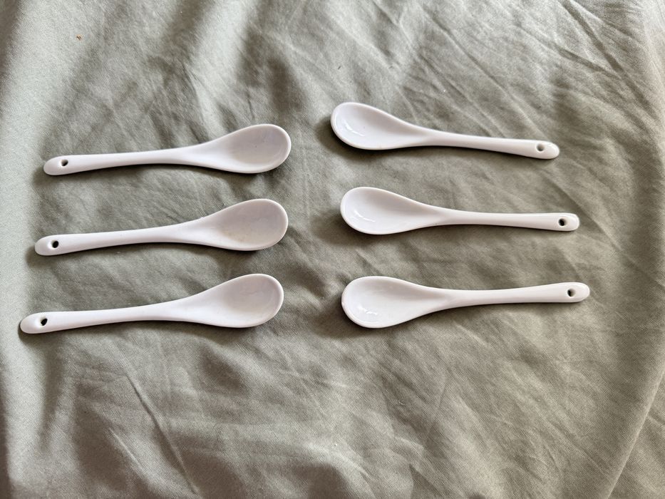 Conjunto de 6 colheres pequenas de cerâmica