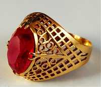 Винтажное золотое кольцо с рубином 583 проба, ссср (золоте кільце)