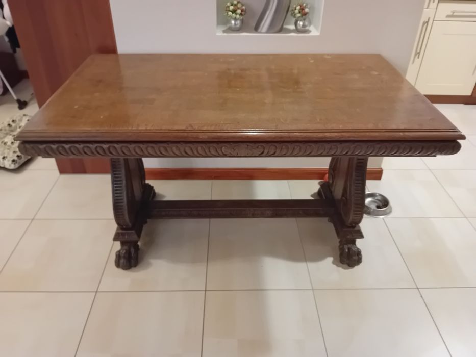 Neo-renesansowe biurko na lwich łapach-antyk