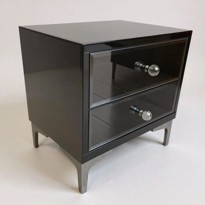 Stolik nocny lustrzany, glamour, grafit.