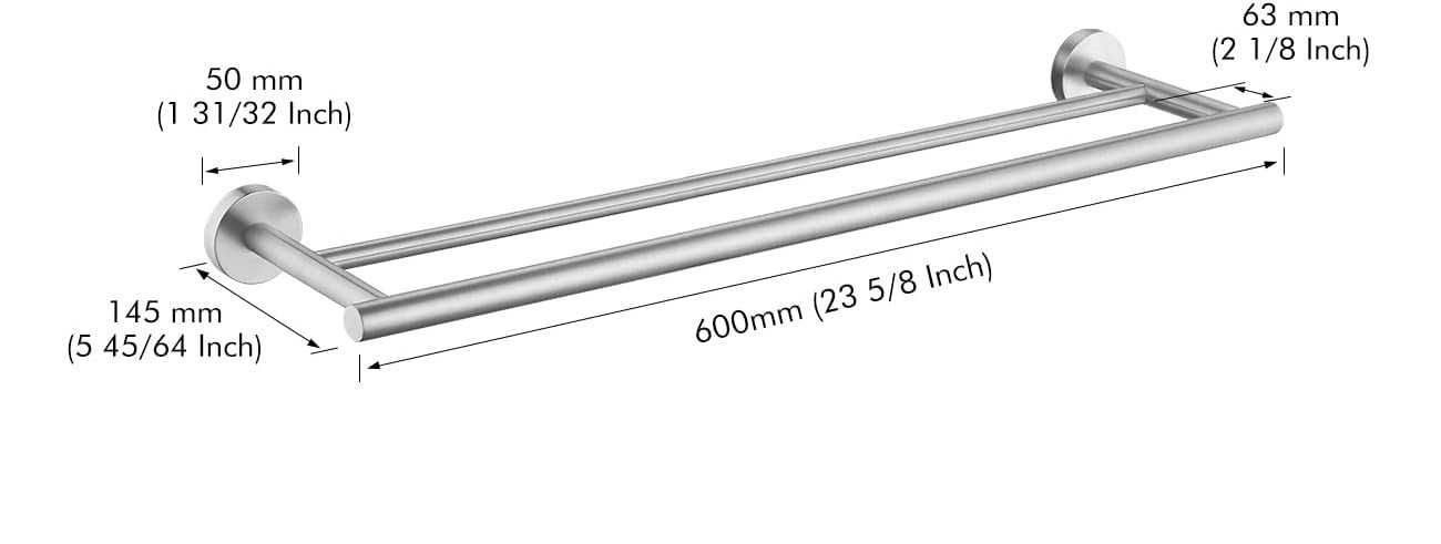 KES Podwójny Wieszak na Ręczniki 60 cm ze Stali Nierdzewnej