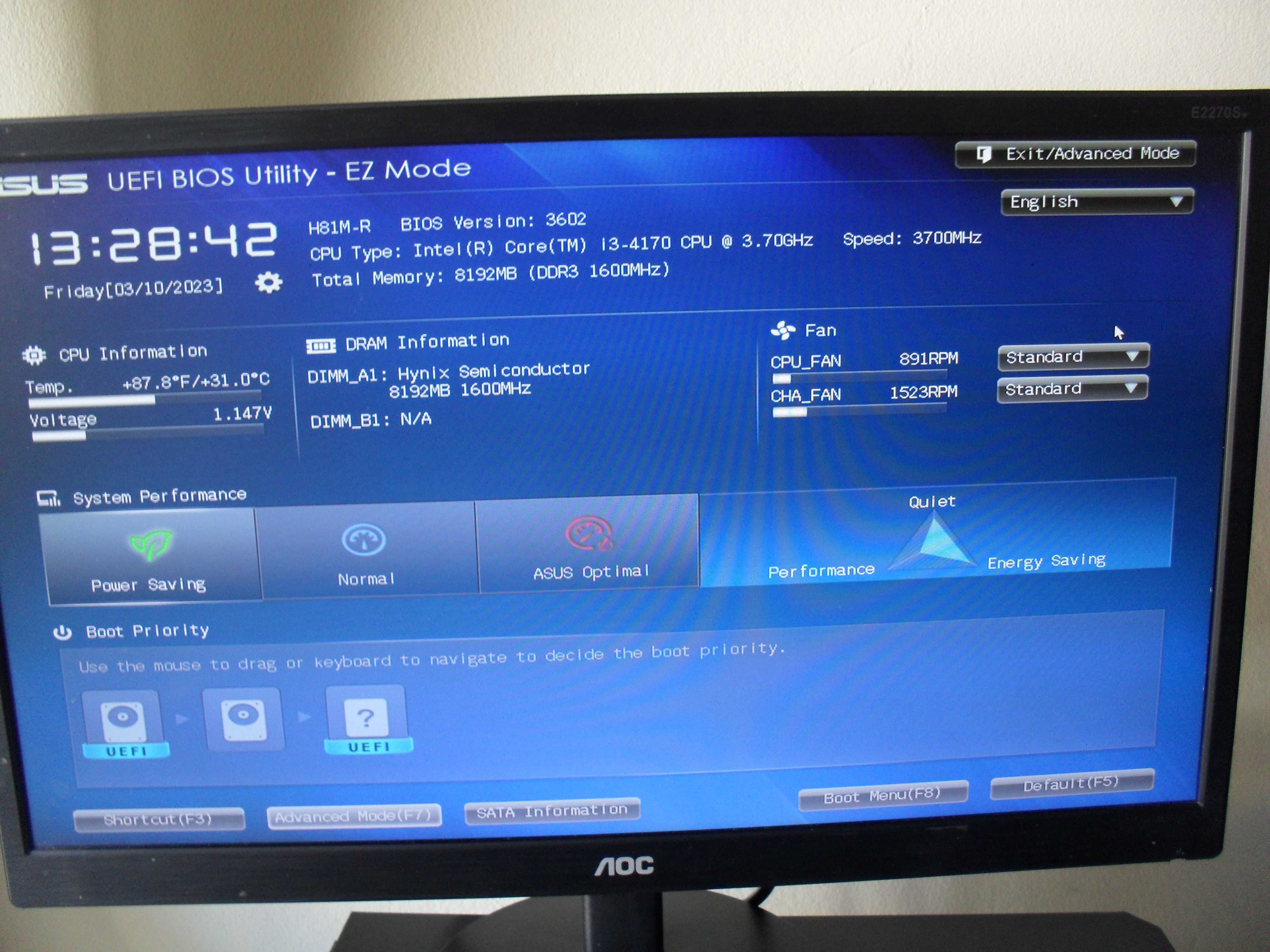 Computador MiniDesktop- CPU i3 4170 /8GB Ram DDR3 com periféricos