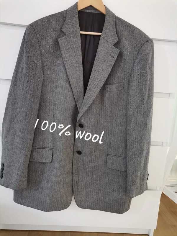 Szara marynarka 100% welna woolmark Westbury XL