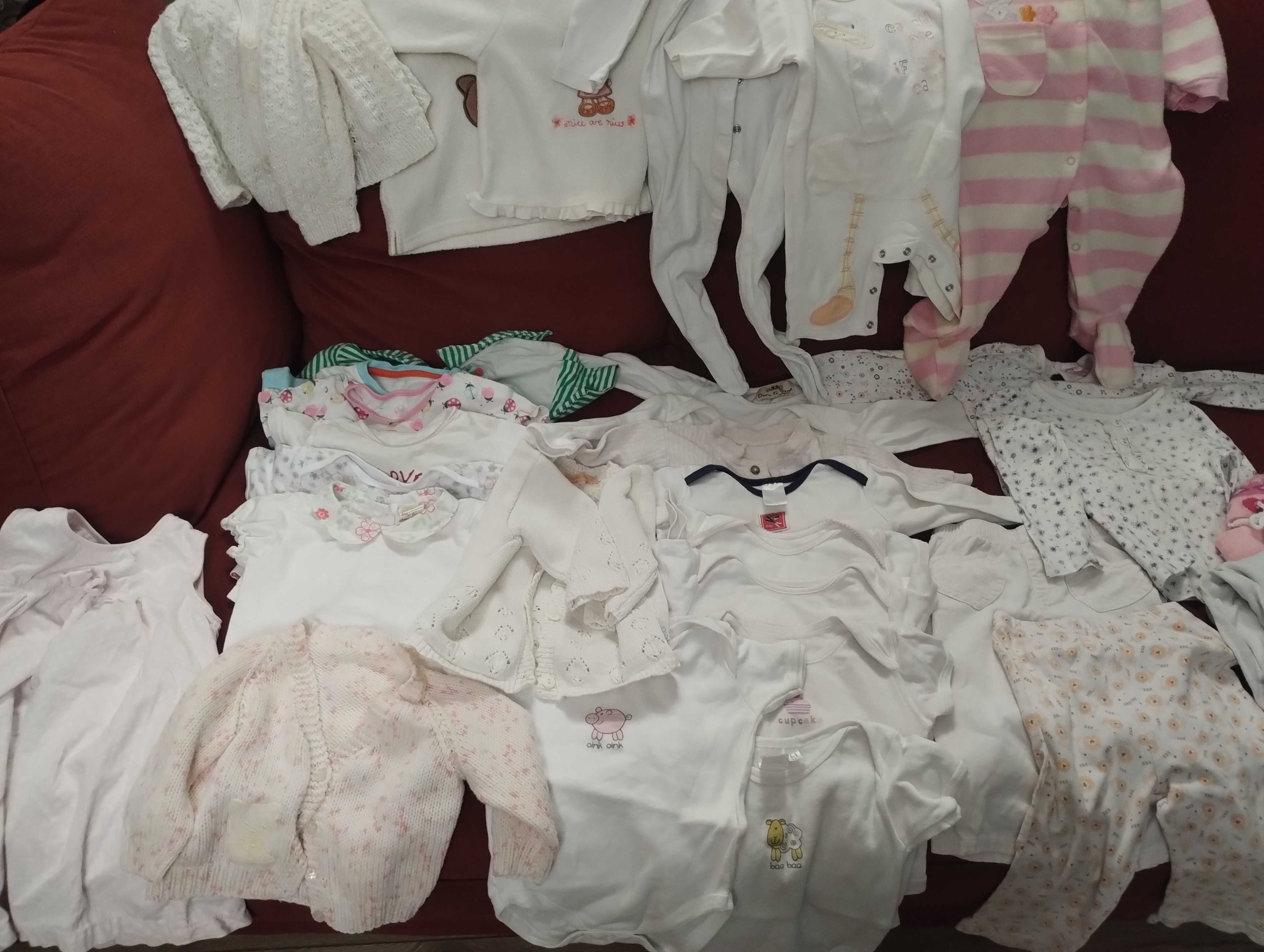 Ubranka dziewczynka 3-12m. zestaw paka 131 sztuk